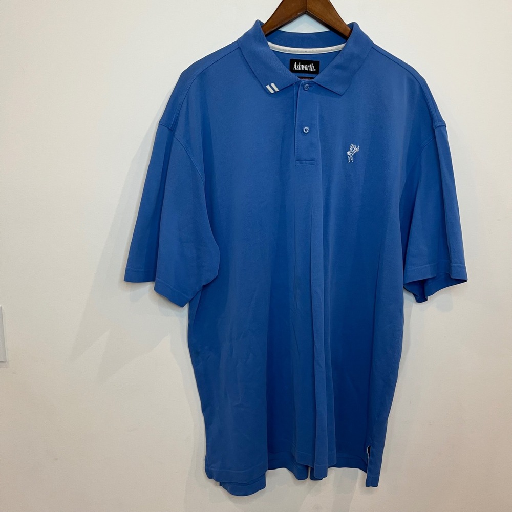 Ashworth EZ-TECH Mens XL Blue Short Sleeve Golf Polo Shirt Moisture Wicking